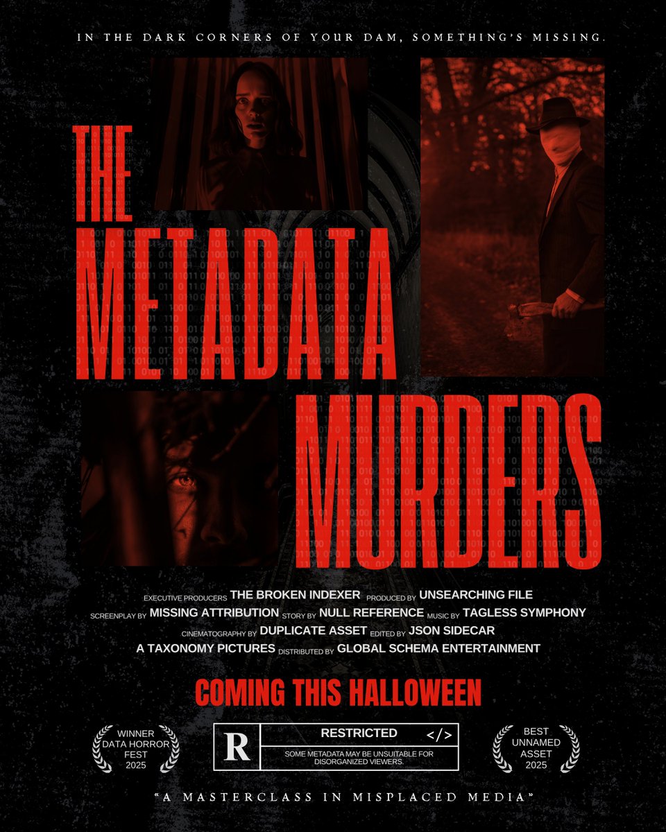An unsearchable database. A corrupted index.

Every clue points to human error… or something darker 🔎

This Halloween, metadata gets messy leaving everyone wondering, who killed the schema? 🔪🩸

#MediaTech #Metadata #SearchAndDiscover
