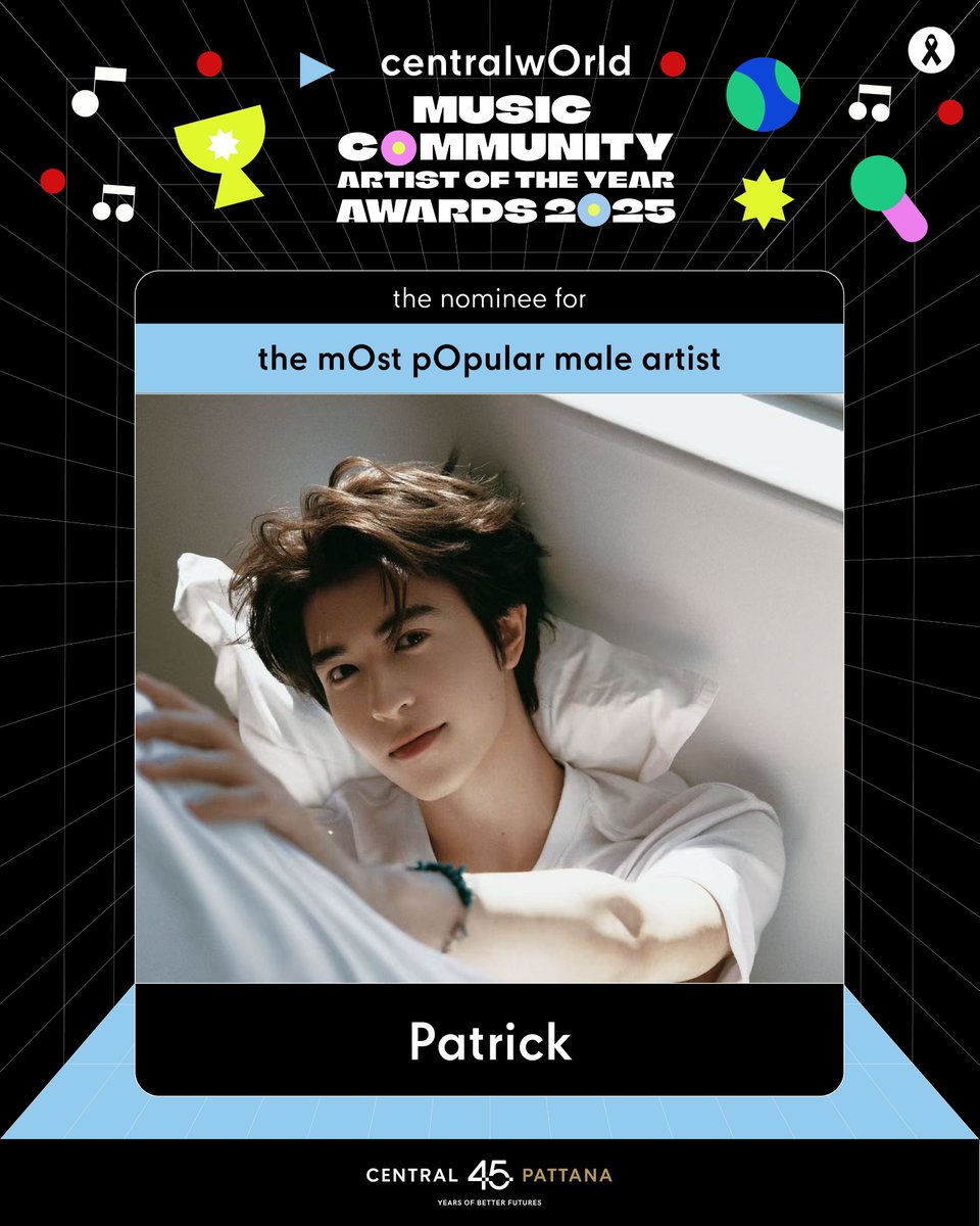 centralwOrld's tweet image. เริ่มโหวตแล้ว CTW Music Community Artist Of The Year Awards 2025 รีบมาโหวตให้ Patrick ใต้โพสต์นี้กันได้เลย!

📢 สามารถโหวตตั้งแต่วันนี้ - 14 พ.ย. 2568
(สิ้นสุดการโหวตที่เวลา 18:00 น. ของวันที่ 14 พ.ย. 2568)

กติกาการโหวต centralwOrld Music Community Artist Of The Year Awards 2025…