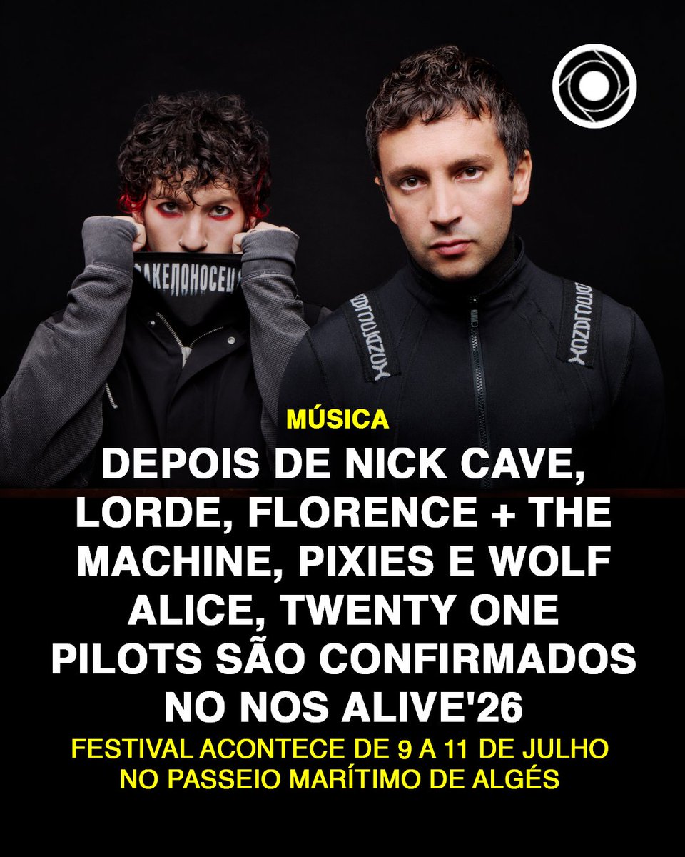 comculturaearte's tweet photo. A aclamada banda Twenty One Pilots fará a sua aguardada estreia no NOS Alive’26, no dia 9 de julho de 2026, no Palco NOS para um concerto que promete ser um dos momentos mais marcantes do festival.

Sabe mais: https://t.co/9dRJla28ZU https://t.co/eYdvLpmCYt