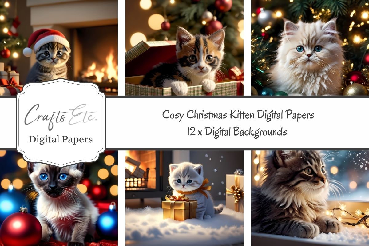 CraftsEtcOnline's tweet image. Bring holiday magic to your designs with our Cosy Christmas Kitten digital papers! 🐾🎄
A mix of photorealistic and painted styles featuring playful festive kittens. creativefabrica.com/product/cosy-c…
#DigitalPapers #ChristmasArt #CuteKittens