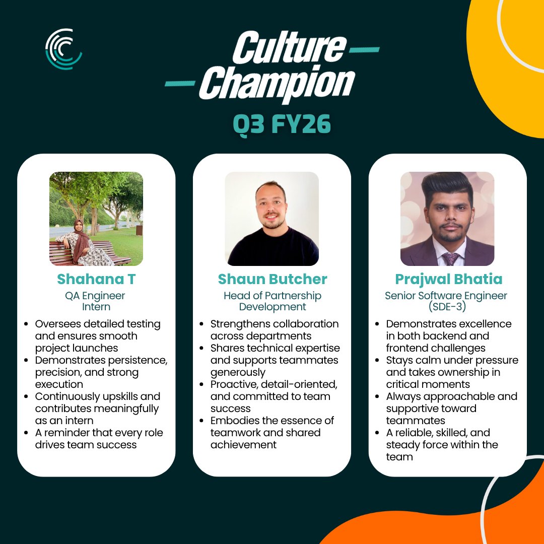 ✨ Celebrating our October 2025 Culture Champions! ✨
At Virtual Internships, we grow through teamwork, learning &amp; progress.
Shoutout to Akash, Srujal, Shahana, Andrei, Shaun &amp; Prajwal for embodying our values! 💪
Join us: eu1.hubs.ly/H0pf-320