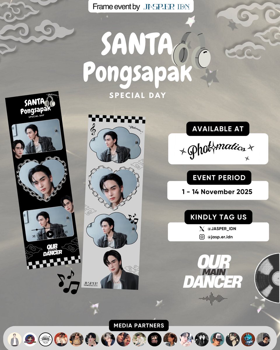 JASPER_IDN's tweet image. —–★♡❀ Our Main Dancer Santa Pongsapak’s Special Day♡❀ ★—–
Let's celebrate #SANTA2COOL2RESIST with Photobooth Frame Event by @JASPER_IDN
📍 Photomatics
📅 01 - 14 Nov 2025
(details on poster)
📸 Kindly tag us and use hashtag :
#Santapp #JASPER
#SANTA2COOL2RESIST