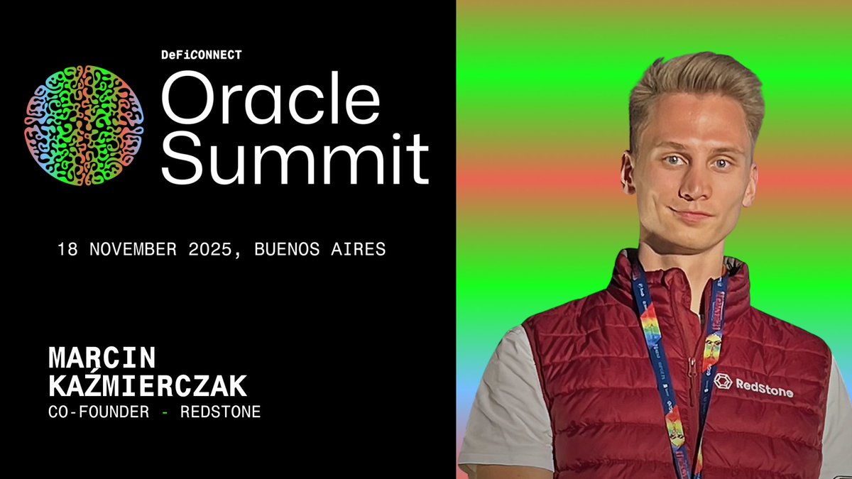 OracleSummit's tweet image. 🎙️ @MarcinRedStone, Co-founder, @redstone_defi
Marcin will take the stage at Oracle Summit!
Listen to his talk at Ciudad Cultural Konex in Buenos Aires during DeFiConnect on 18 November.
🎟️ tickets.deficonnect.co