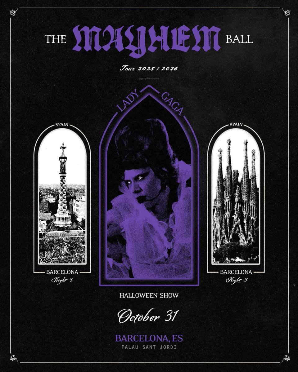 Barcelona N3 🇪🇸

¡Panellets de carabassa! Lady Gaga closes her Catalan run tonight with a Halloween finale at Palau Sant Jordi in Barcelona! 🎃✨

After two unforgettable nights featuring brand new surprise performances of Come To Mama and Hey Girl, we're all wondering—DO THE