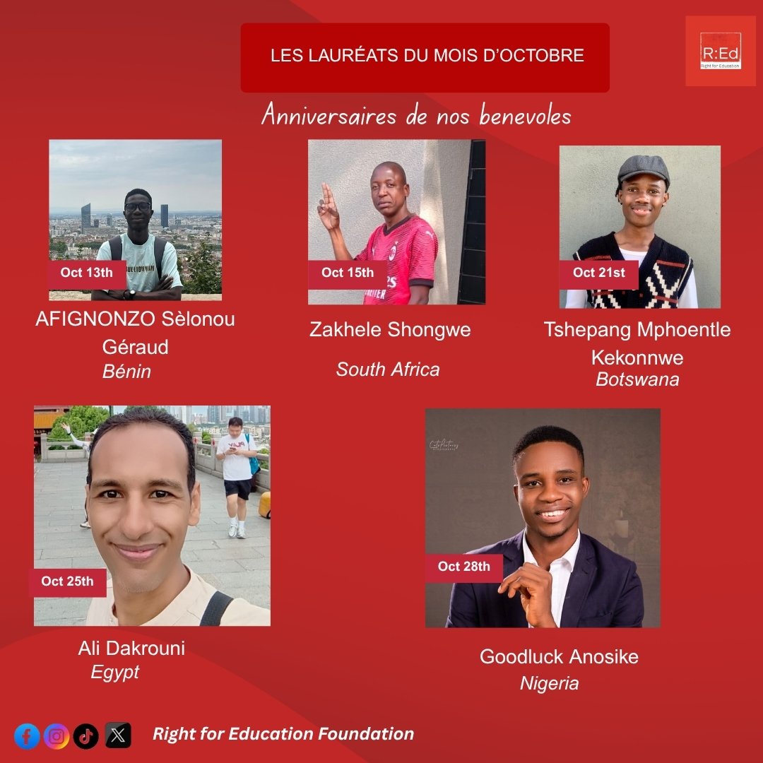 RightForEdu's tweet photo. ๐ Celebrating all our October-born stars at Right for Education Africa. ๐
Your passion & impact inspire us every day.
If October is your month, drop a ๐ weโre celebrating YOU.
#RightForEducation #OctoberBorns #AfricanVoices #TeamRising https://t.co/sphdkg2Kvl