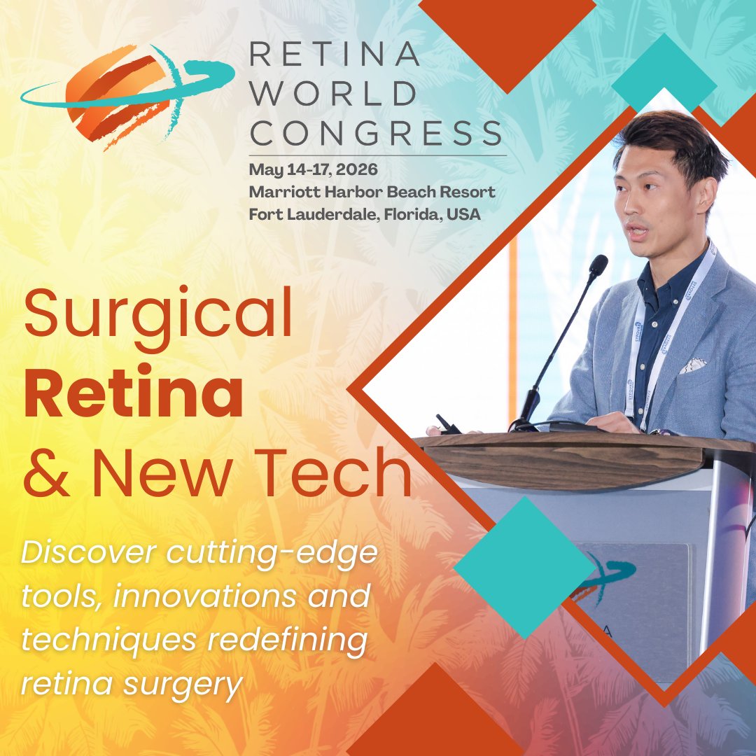 Level up at #RetinaWorldCongress 2026! Explore Surgical Retina &amp; New Tech sessions with the latest tools, innovations and techniques transforming retina surgery today. Gain practical insights to enhance your practice. attendRWC.com #Retina #Ophthalmology
