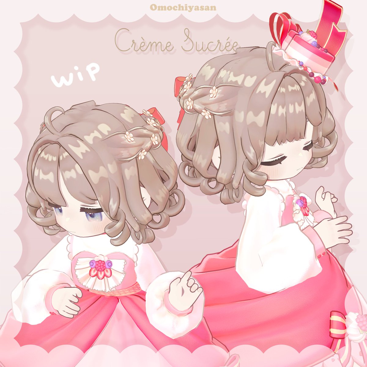 「crème mignon」に合わせて、
ふんわりと上品なお嬢様ヘアも制作中です🍰🌷