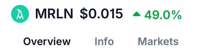 • $MRLN climbs 49% today.
 Yesterday? +33%.
 Two days ago? Barely 20%.

That’s not random 

That’s momentum building. 

What’s your favorite thing about <a href="/ProjectMerlinio/">Project Merlin</a>’s rise?