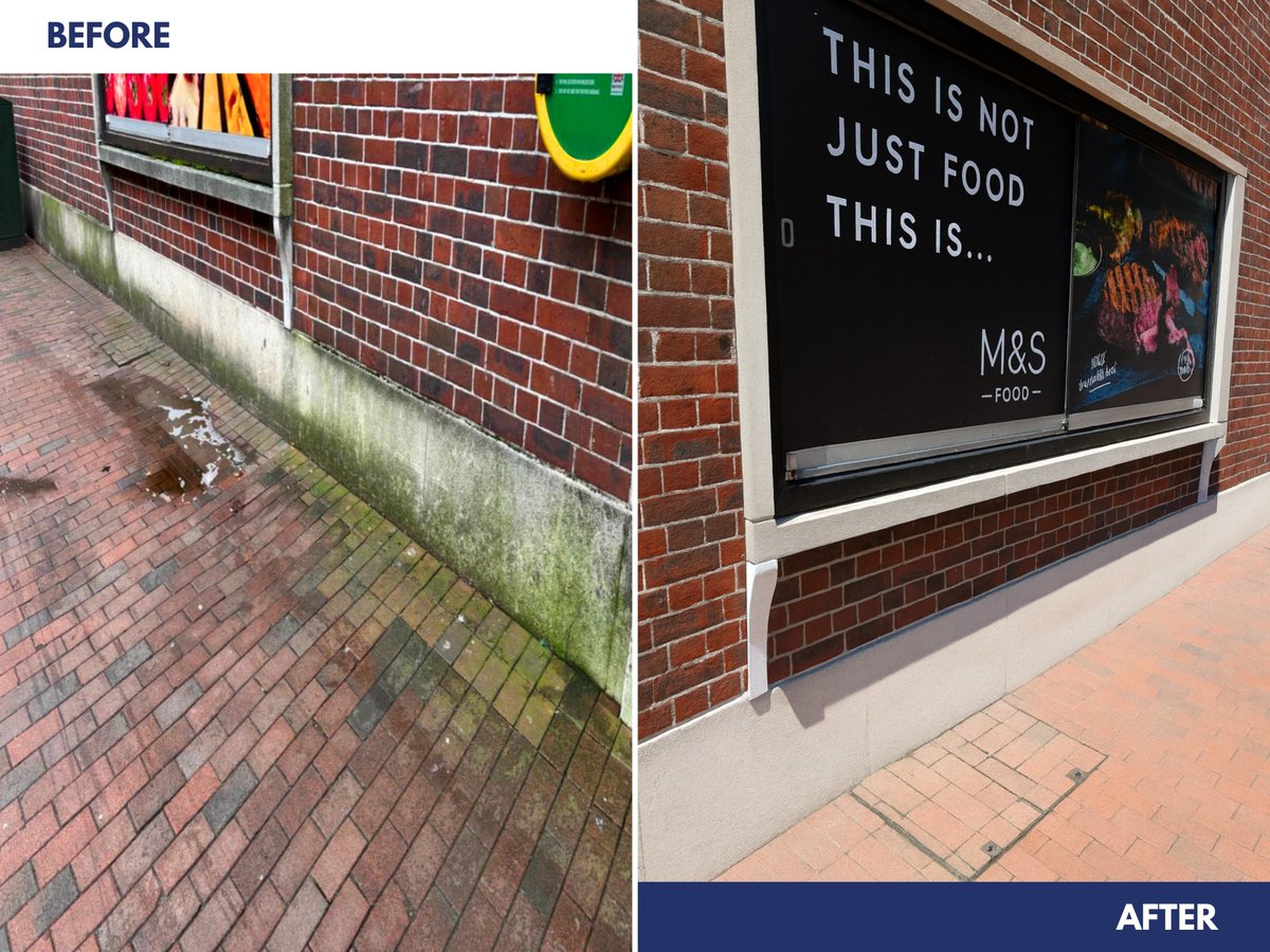 Outdated, dirty walls can make any site look spooky. 🎃

Our team brought this <a href="/marksandspencer/">M&S</a> Winchester store back to life with a full external clean. ✨

Don’t let your building haunt your brand image. 💀

📞 01924 256826

#Halloween #CommercialCleaning