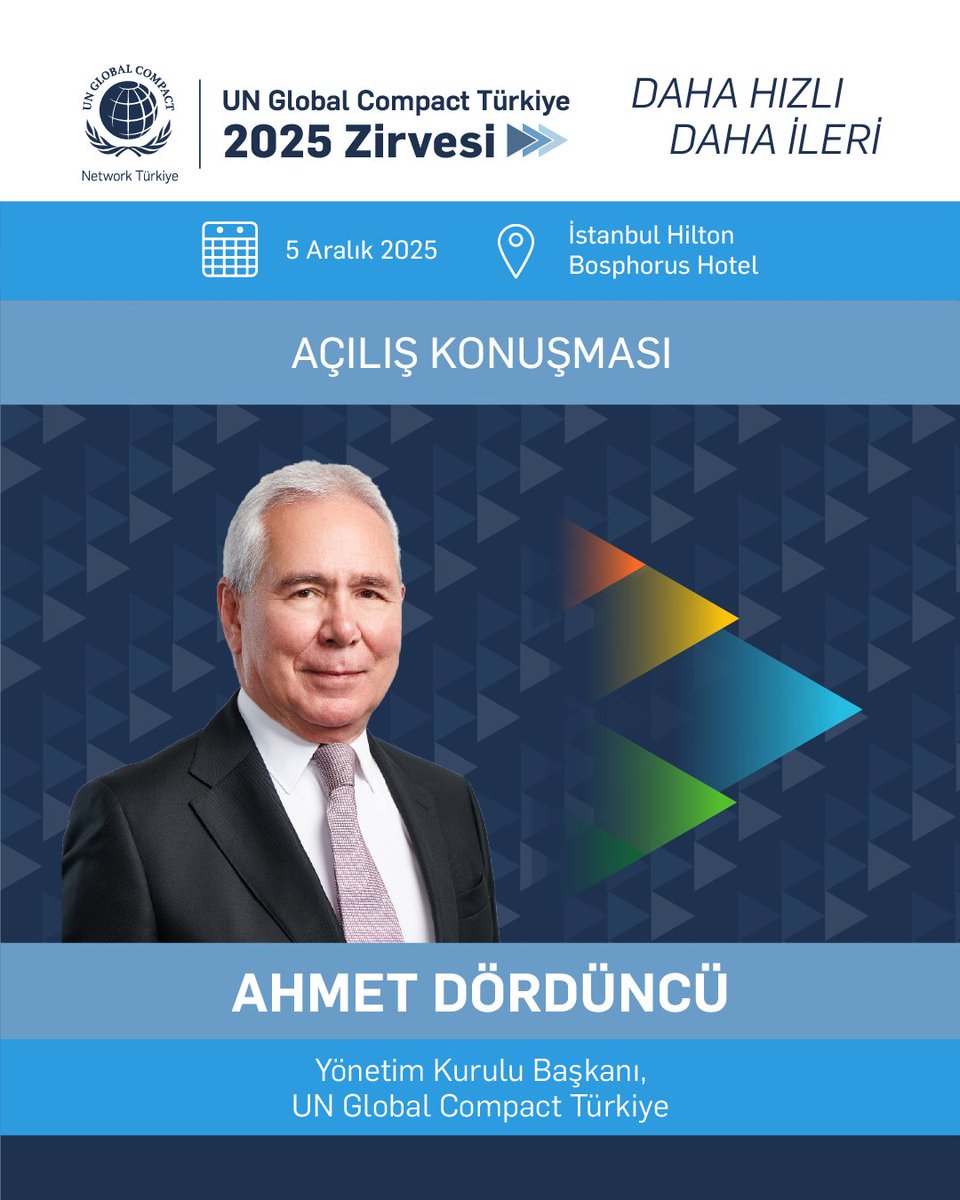 🌍Sorumlu liderlik, sürdürülebilir dönüşümün yönünü belirliyor.
5 Aralık’ta “Daha Hızlı, Daha İleri” temasıyla gerçekleşecek UN Global Compact Türkiye 2025 Zirvesi’nin açılış konuşmasını Yönetim Kurulu Başkanı Ahmet Dördüncü yapacak.
🔗 Kayıt: bit.ly/48UVX23