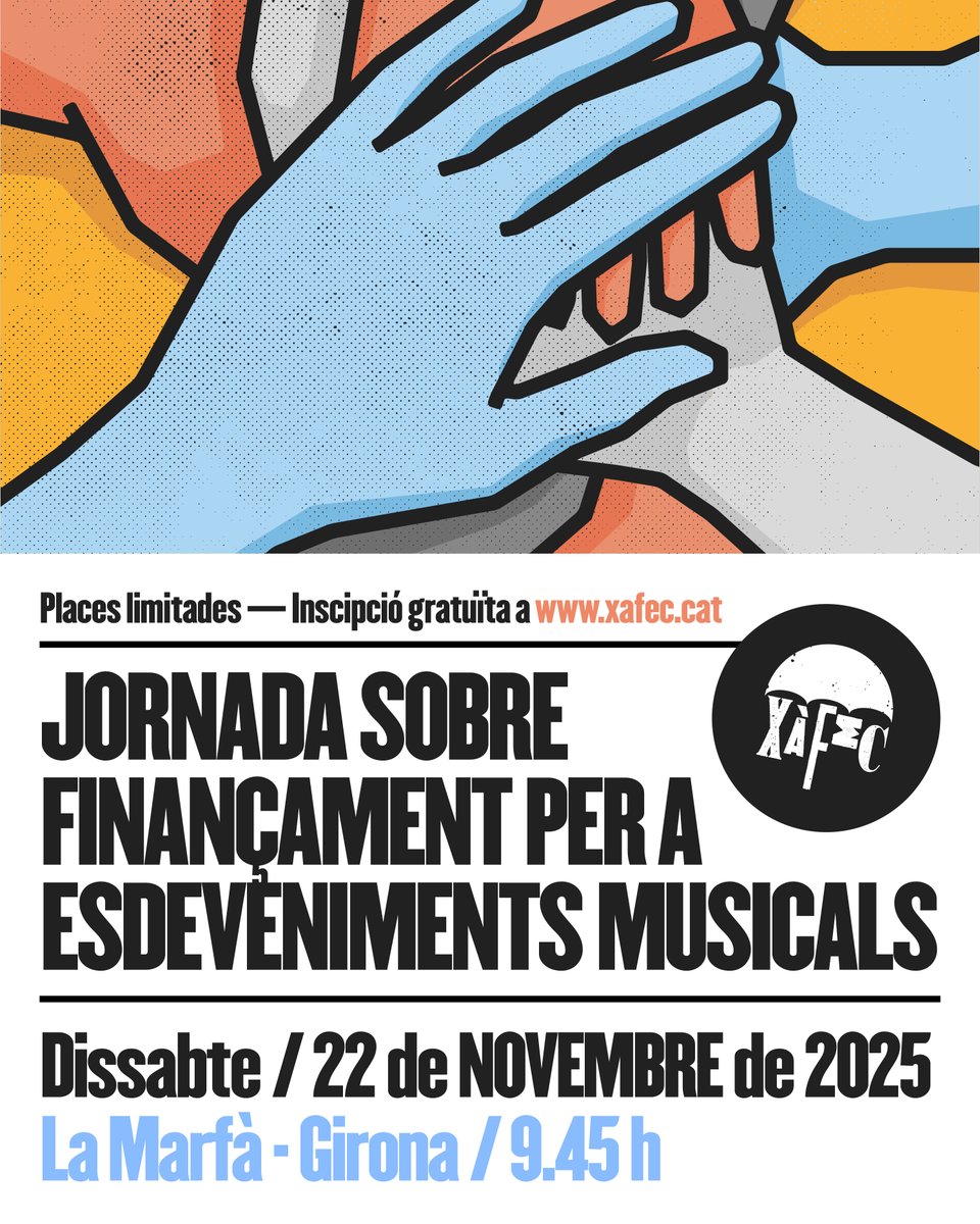 🎶📷Organitzes festivals? Ets promotor/a o treballes en el sector musical i cultural? Aquesta jornada és per a tu!  📷Inscripció gratuïta! Descarrega't el programa.
<a href="/Xafec_cat/">Xàfec</a> <a href="/LaMarfamusica/">La Marfà</a> 
xafec.cat/jornada-2025/