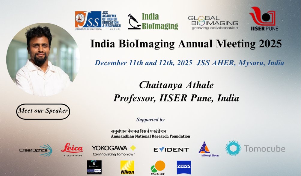 IndiaBioImaging's tweet image. 🎙️ Meet Our Speaker – IBIAM 2025

We are delighted to announce a confirmed keynote speaker for the @IndiaBioImaging  Annual Meeting 2025
🔹 Prof. Chaitanya Athale,  @IISERPune , India
📅 December 11–12, 2025
📍 JSS AHER, Mysuru, India
