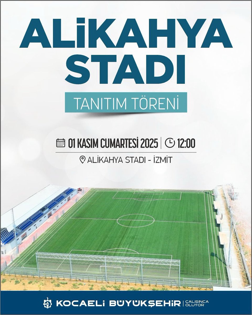 🏟️ Kocaeli’nin yeni spor adresi hazır!

Alikahya Stadı, yepyeni görünümüyle sporseverlerin hizmetine açılıyor.
Tanıtım töreninde buluşalım! ⚽️✨

📅 1 Kasım Cumartesi 2025
🕛 12.00
📍 Alikahya Stadı – İzmit