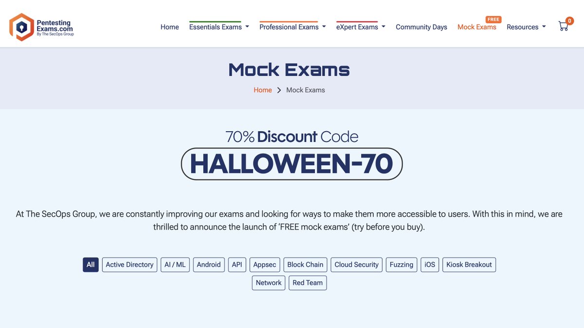 ⭐ 𝗙𝗥𝗘𝗘 𝗠𝗼𝗰𝗸 𝗘𝘅𝗮𝗺𝘀! ⭐

Are you considering our pentesting exams but want to make sure you're making the right investment? Try our mock exams at absolutely no cost! Gain confidence and know you're investing in the right place.

✔️ Experience the real exam format.
✔️