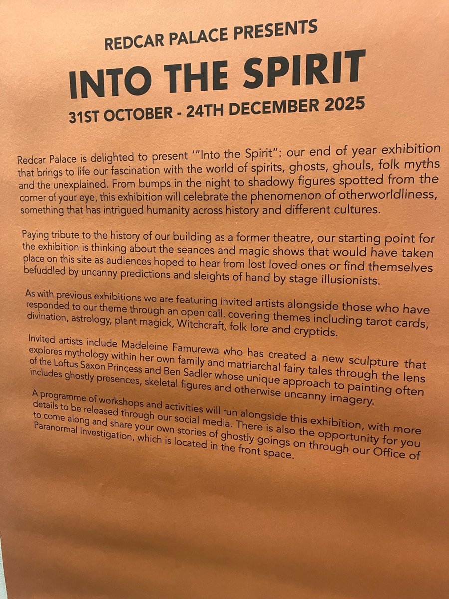 Fab opening to the 'Into the Spirit' exhibition at the Palace Hub in Redcar last night.  Found a fantastic array of work there in many media tinyurl.com/yc66zdk3.  On until 24th December with fascinating work to explore, lots of its on sale to if you're  in festive spirits!