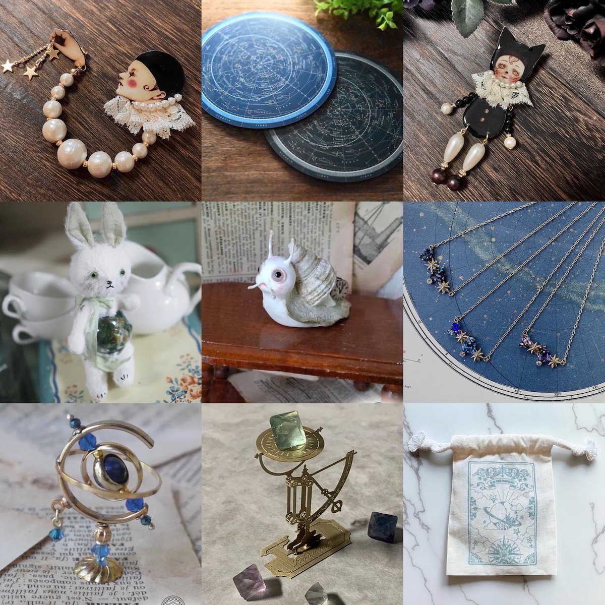 画像はお迎えいただいたお品たち🐌ありがとうございました！
1日雨模様でしたが、お立ち寄りいただけて嬉しかったです☔️明日も実店舗＆WEB SHOPともに皆様のお越しをお待ちしております🐇

「星釣り道化師ブローチ」「黒ねこ着ぐるみドール ブローチ」MYSTIC <a href="/mystic1113/">MYSTIC</a> 
「マウスパッド 星座盤