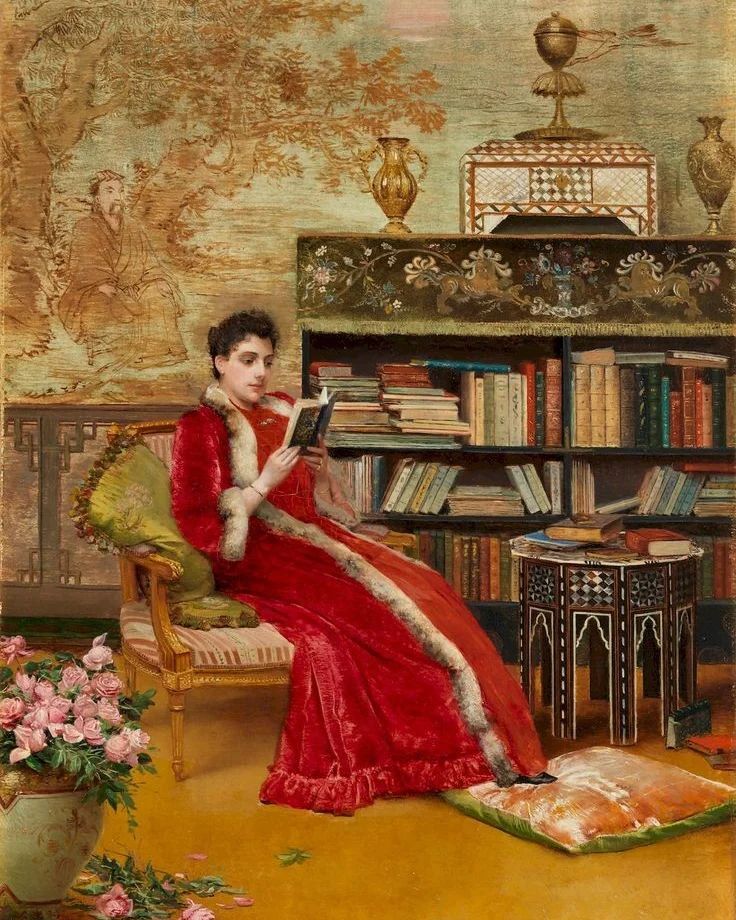 Бельгийский художник Шарль Крогарт (1848-1923). «Приятное Чтение».