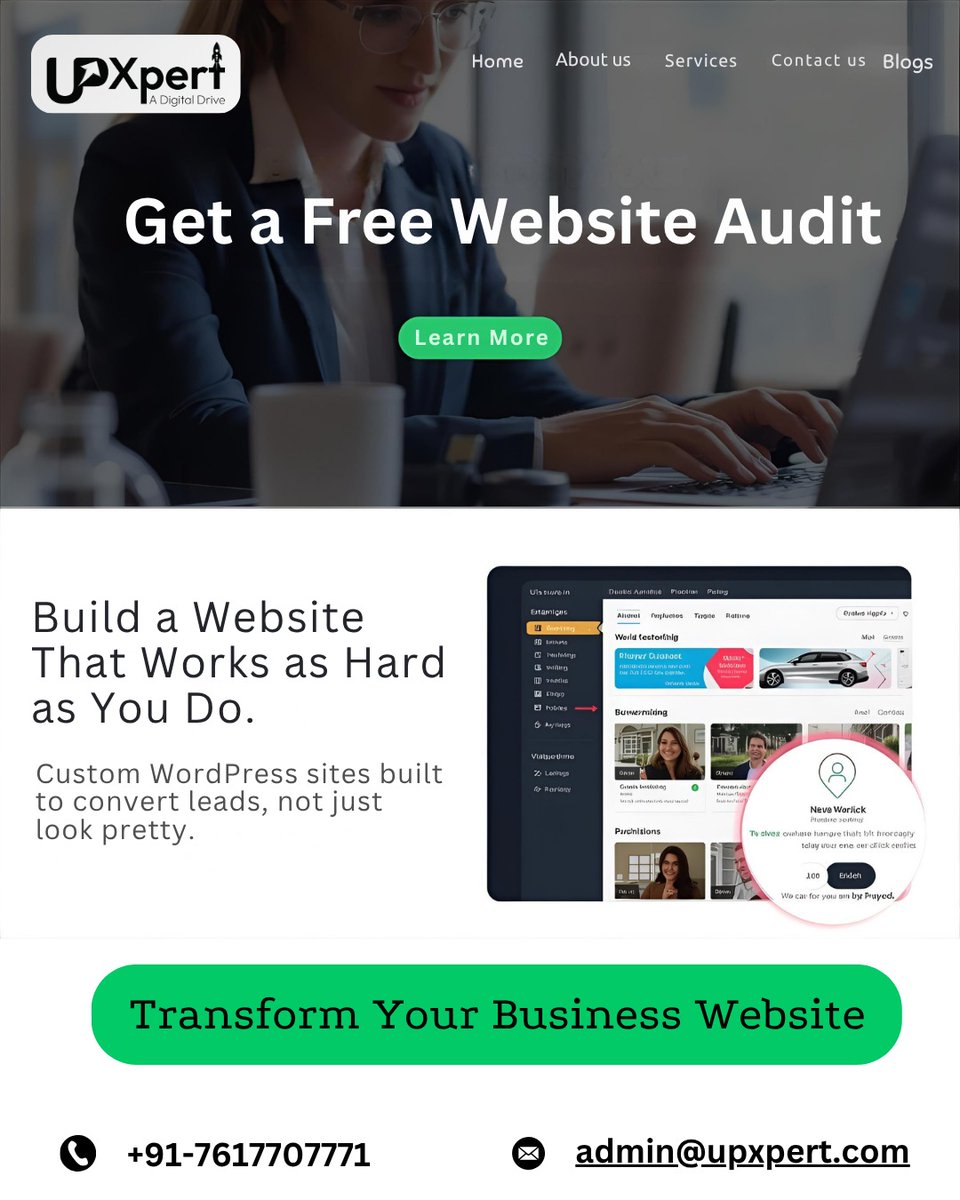 UpXpert_Digital's tweet image. ✅ Get a Free Website Audit
Build a website that works as hard as you do. 💻 Custom WordPress sites designed not just to look good, but to convert visitors into leads.
📞 +91-7617707771
📧 admin@upxpert.com
#UpXpert #WordPressDevelopment #WebDesign #WebsiteDesign