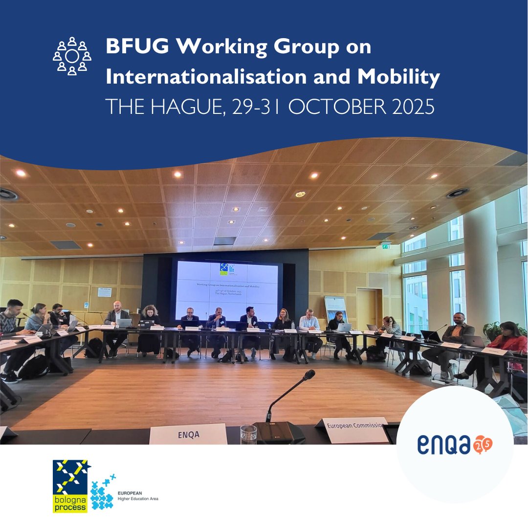 ENQAtwt's tweet photo. 🤝 Last week, ENQA participated in the Bologna Follow-Up Group (BFUG) Working Group on Internationalisation and Recognition meeting in The Hague 🇳🇱

➡️ Learn more: https://t.co/9yvAVMiw1t

#ehea #highereducation https://t.co/hGE5qMSrQp
