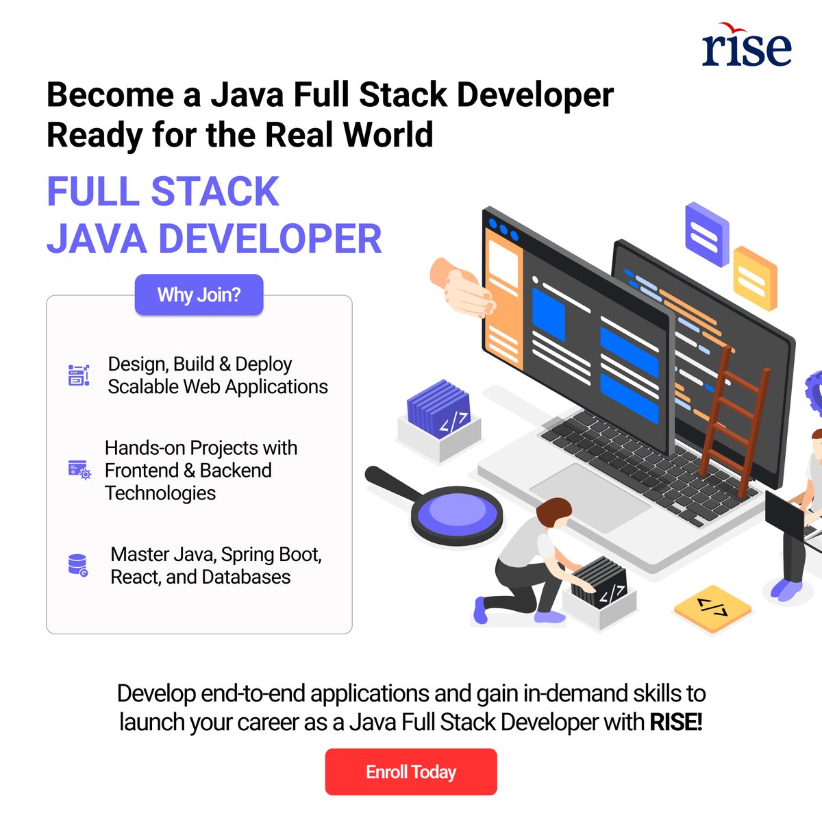 LearnAtRISE's tweet image. Code. Build. Deploy. Become a Java Pro! 
Enroll Today: learnatrise.in/courses/java-f…

#FullStackDeveloper #Java #RISE #FullStack