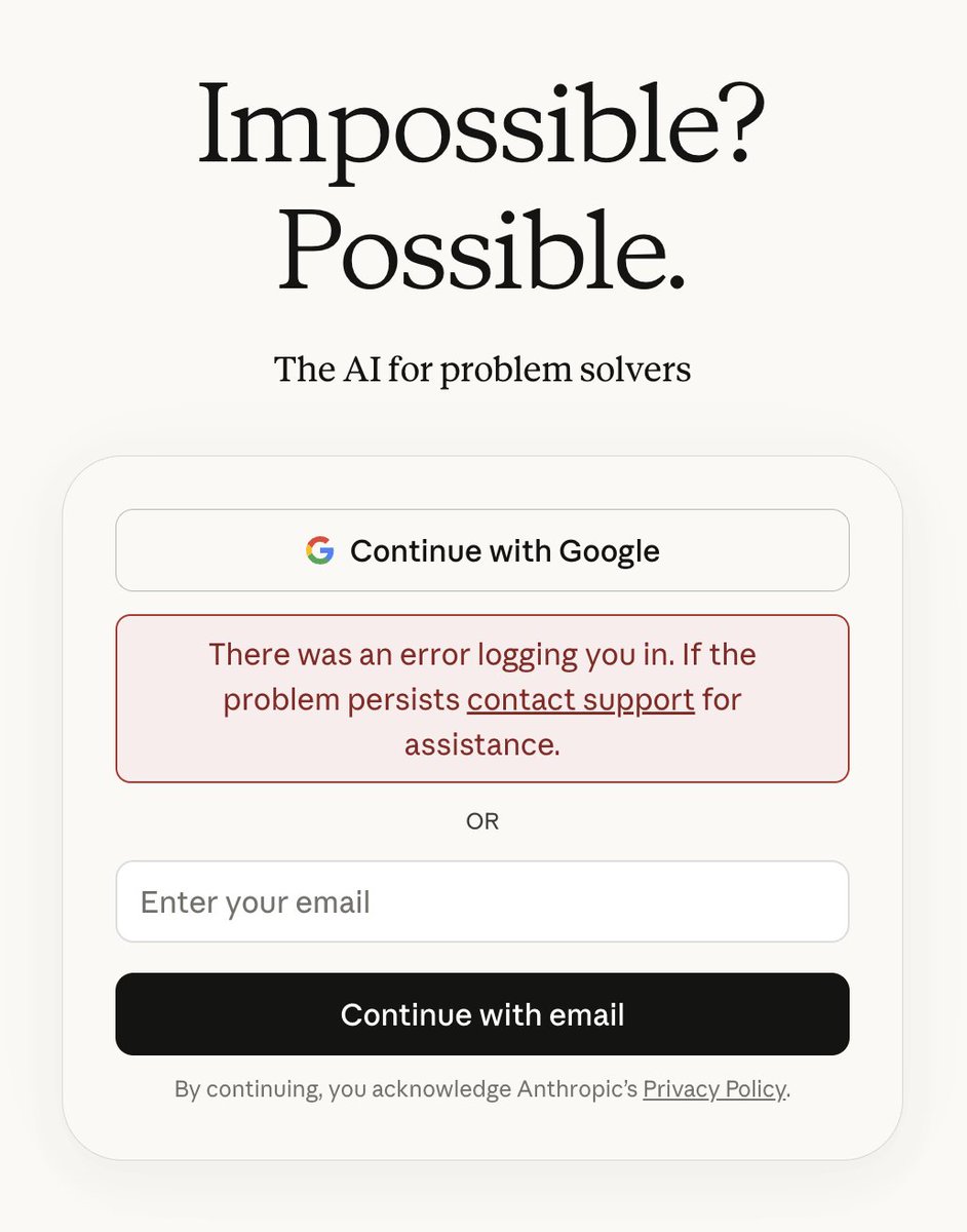 Claude down ATM. I guess it's impossible after all 😂