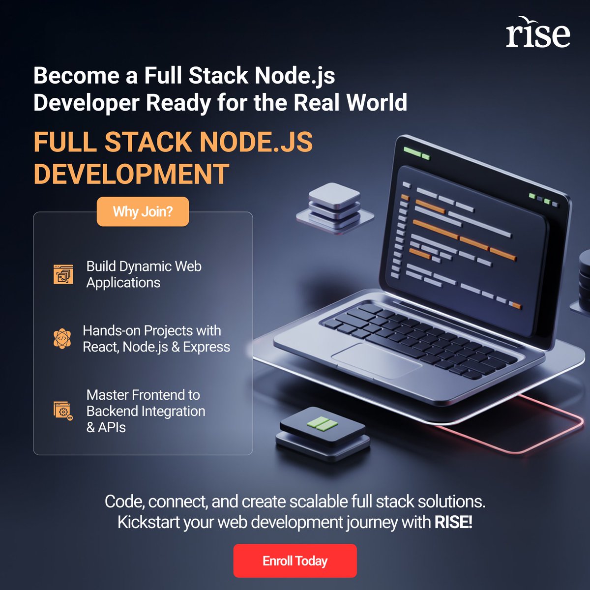 LearnAtRISE's tweet image. Build real-world apps with Node.js. 
Enroll Today: learnatrise.in/courses/full-s…

#FullStack #NodeJS #RISE #FullStack
