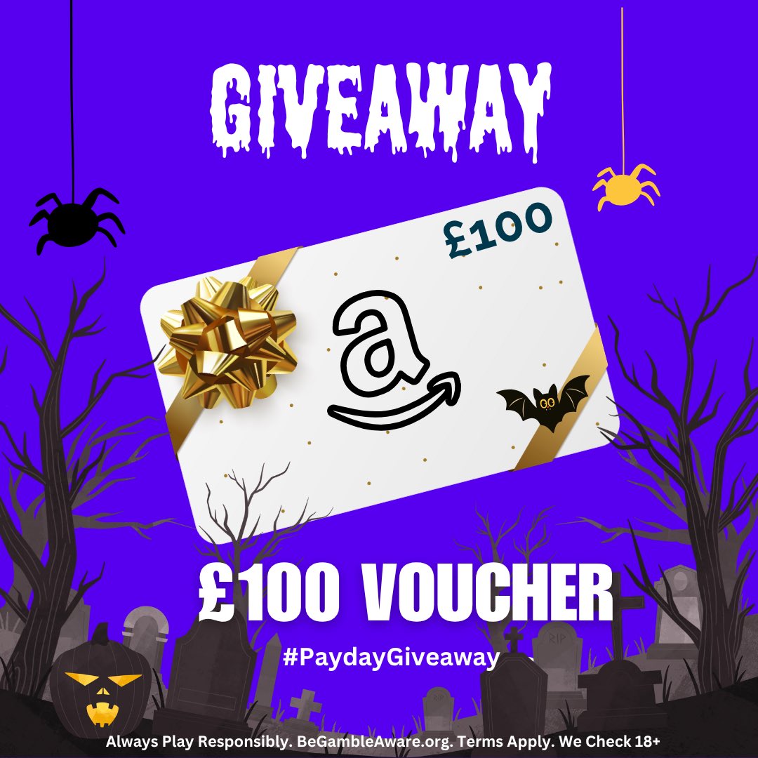 🎃 Spooktacular Giveaway! 👻
Win a £100 Amazon Voucher this Halloween! 🕸️✨
👍 Like THIS post
💜 Follow <a href="/thephonecasino/">The Phone Casino</a>
One lucky winner across all platforms! 🎉
Ends Mon 3rd Nov at midnight – winner announced Tue by 5pm!
#ThePhoneCasino #HalloweenGiveaway #WinBig #FridayFun