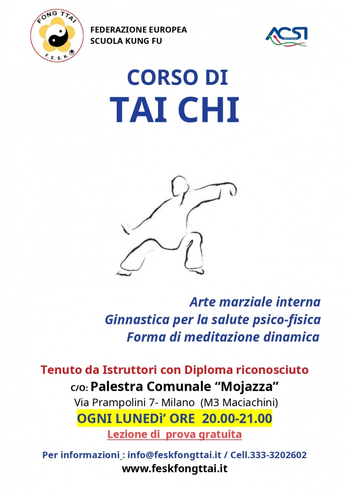 Claudia Angolani ci segnala l'appuntamento con il corso di TAI CHI del 3 novembre, dalle 20:00 alle 21:00 presso la Palestra comunale Mojazza, organizza FEDERAZIONE EUROPEA SCUOLA KUNG FU #taichi #corso
partecipami.it/calendar/event…