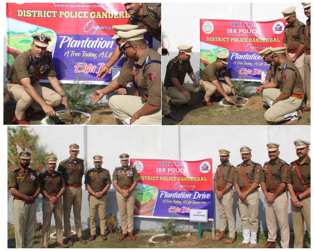 Gbl_Police's tweet photo. #RunForUnity
#EktaDiwas
#SardarPatel150 #IronManOfIndia #UnityInDiversity #PoliceForPeace #TogetherWeRun #SpiritOfEkta
GANDERBAL POLICE ORGANISES “EKTA TREE” (PLANTATION DRIVE) & EXHIBITION TO COMMEMORATE SARDAR VALLABHBHAI PATEL.
@JmuKmrPolice
@KashmirPolice https://t.co/w8Q5cUFtHU