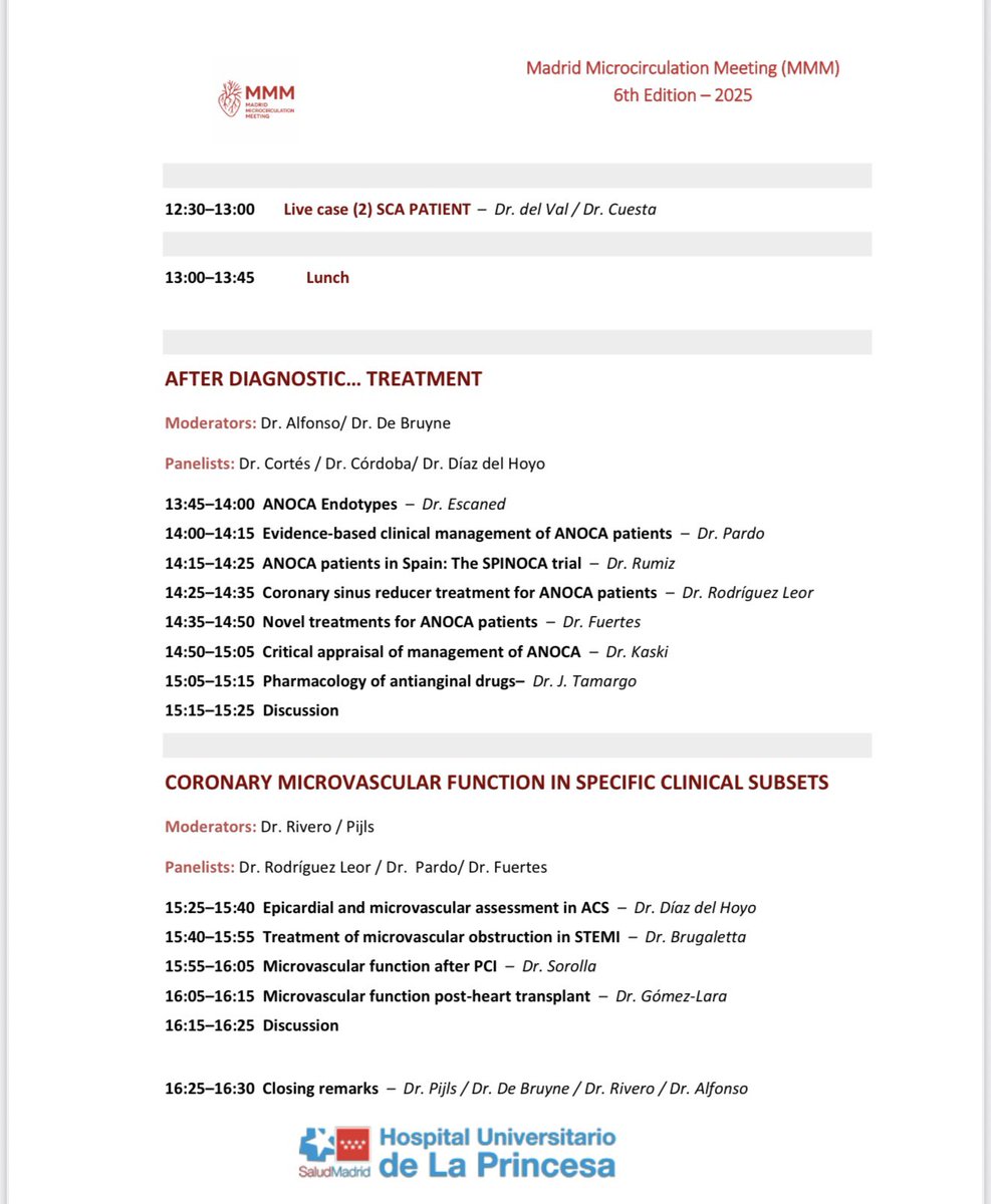 Microvascular Madrid Meeting #MMM25 
📅26-27 November
📍Hospital Universitario de La Princesa, Madrid
🤓Don’t miss this opportunity 
<a href="/JovenesSec/">JóvenesSEC</a> <a href="/ResiSec/">ResiSEC</a> <a href="/secardiologia/">Soc Esp Cardiología</a>