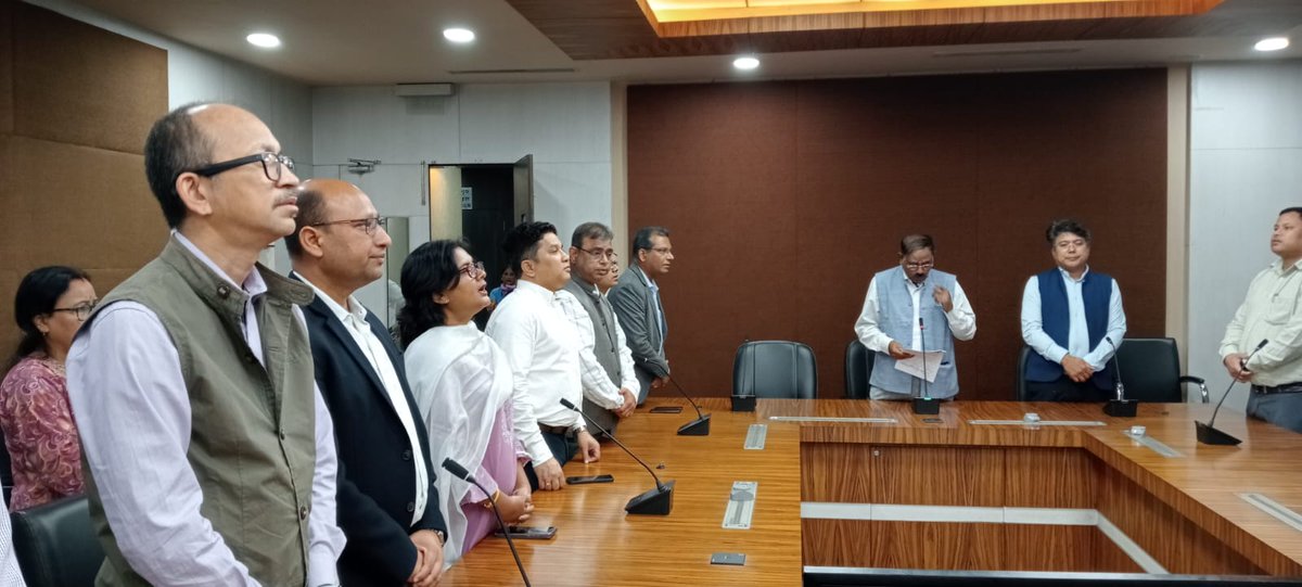NEDFi employees with CMD PVSLN Murty taking a pledge on Rashtriya Ekta Diwas today in its office premises.