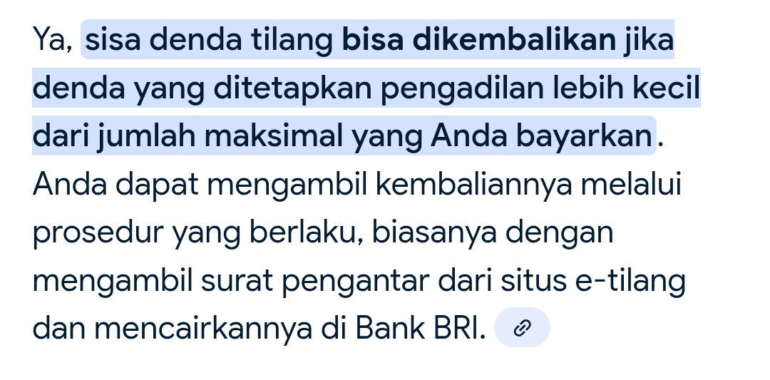 ddockingstation's tweet photo. @chacha_stp Jadi 250 itu denda maksimal kakk. Kalau kita bayarnya online, disuruh bayarnya yang maksimal. Kalau ternyata kita kenanya di bawah denda maksimal itu, kita bisa ambil sisa uangnya di BRI. Kakak kemarin bayarnya langsung atau online kah? https://t.co/9YCeomd6Fo