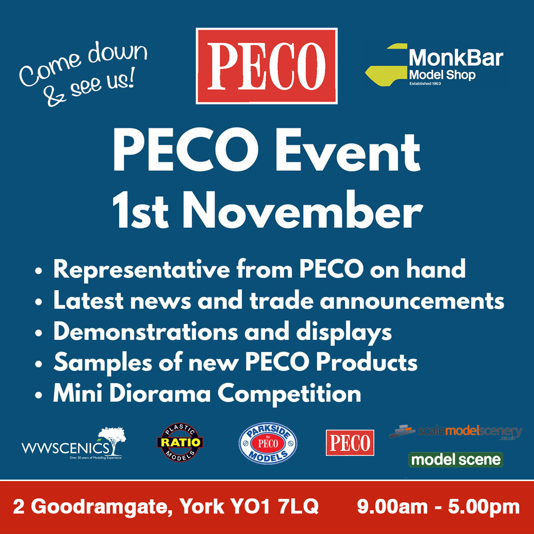 🚨 Tomorrow (Sat Nov 1)! Join us at Monk Bar Model Shop in York for a PECO event! 🛤️ Check out demos, displays, and a mini diorama competition!

🗓️ Sat, 1st Nov | 🕘 9am - 5pm 
📍 2 Goodramgate, York YO1 7LQ 

monkbarmodelshop.co.uk 
<a href="/monkbarmodels/">Monk Bar Model Shop</a> 

#MonkBarModelShop #PECOEvent
