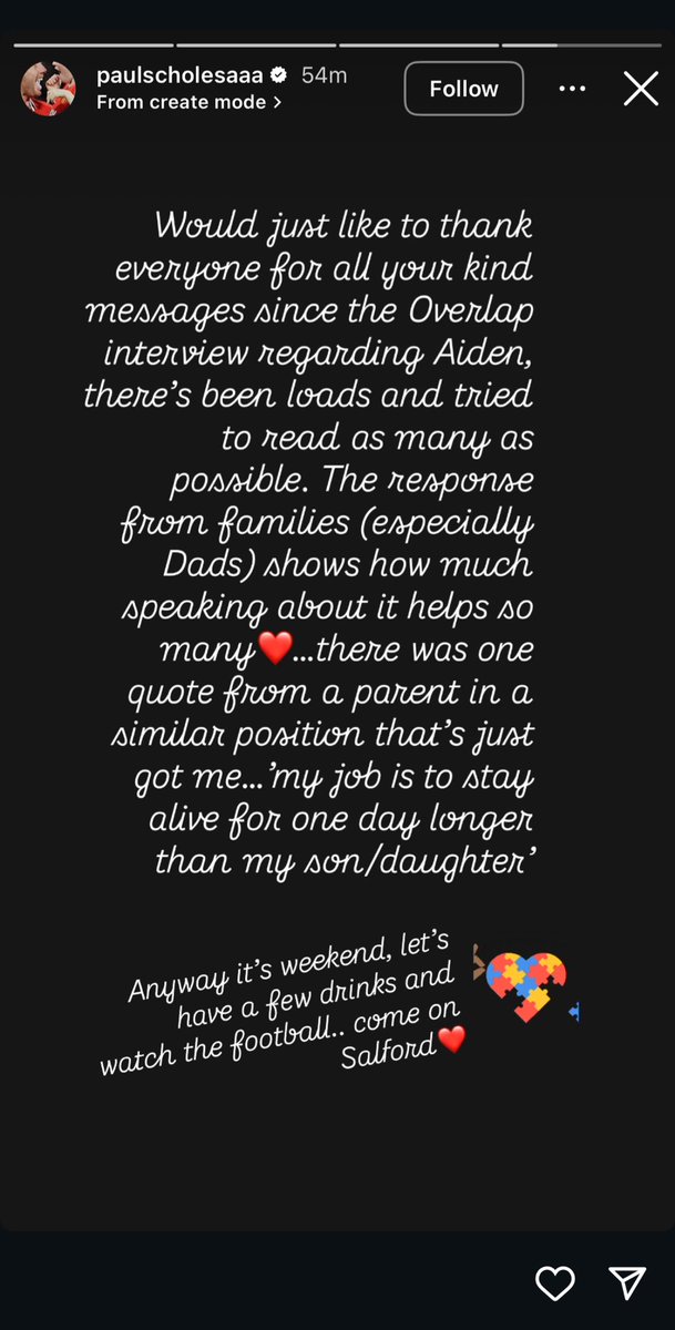 Paul Scholes on Instagram. 

Great to know he’s seen the impact of that Overlap interview on so many people. ❤️