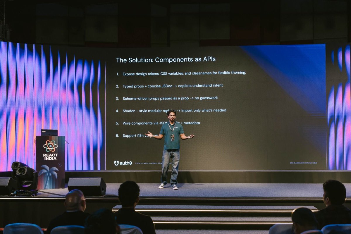react_india's tweet image. SDK design from the experts

Naveen Chand (Auth0 by Okta) breaking down how to create components that work for developers AND machines!

Everyone&apos;s learning something new right now 🔥

#ReactIndia2025 #Auth0