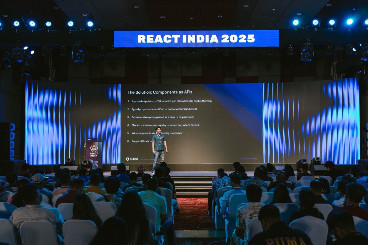 react_india's tweet image. SDK design from the experts

Naveen Chand (Auth0 by Okta) breaking down how to create components that work for developers AND machines!

Everyone&apos;s learning something new right now 🔥

#ReactIndia2025 #Auth0