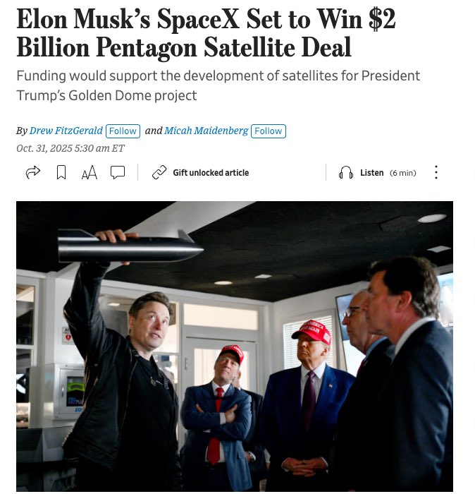 SpaceX將奪美國防部$20億衛星合約 助力金穹計劃