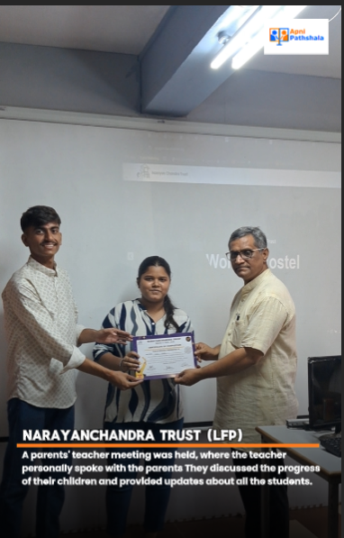 apnipathshala_'s tweet image. At Narayanchandra Trust (LFP), certificates were awarded to students in recognition of their efforts and growth. These moments of achievement inspire them to reach even greater heights.
visit: apnipathshala.org @learnfrompeers
#ParentTeacherCollaboration #ApniPathshala…