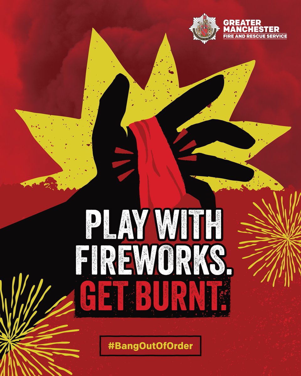 Playing with fireworks is #BangOutOfOrder and can have 
serious consequences, including injuries to yourself or others.

Always follow the Firework Safety Code.
Find out more 👇

manchesterfire.gov.uk/your-safety/ca…
