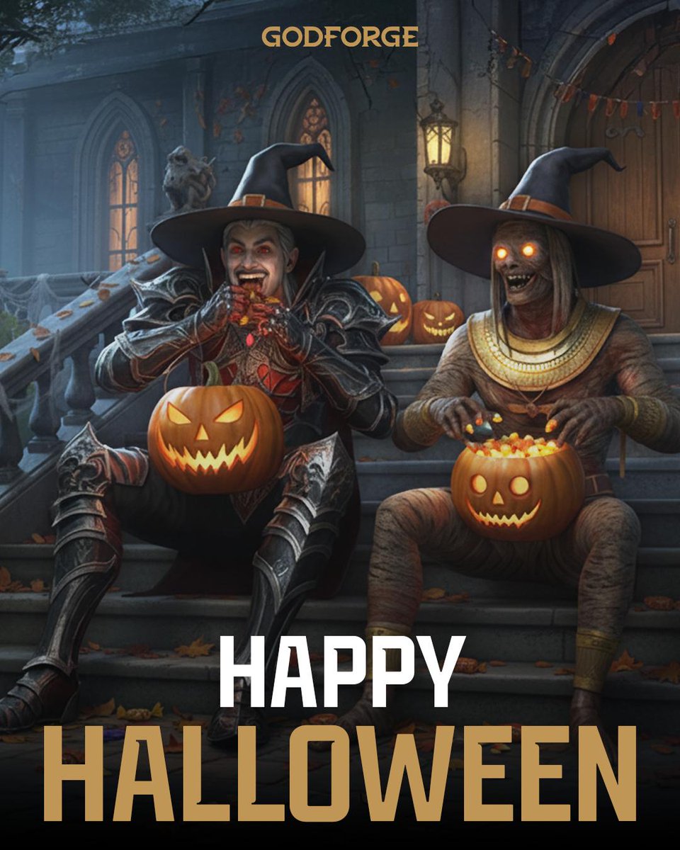 GodforgeGame's tweet image. Happy Halloween from our ghoulish Heroes! 🎃👻

What Halloween traditions are there in your part of the world? Do you have any myths or legends that you’d love to see featured in the Godforge universe? 🔥