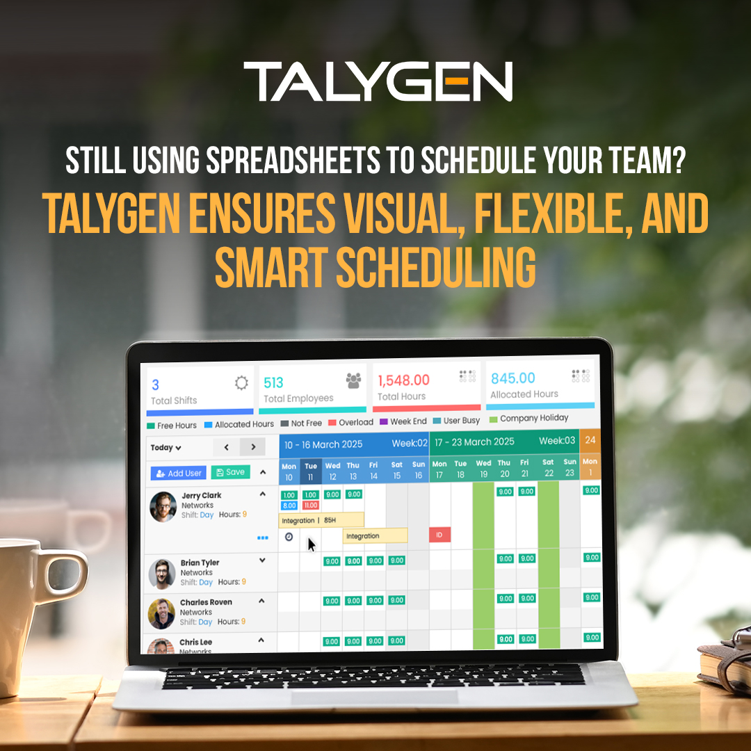 TalygenInc's tweet image. Businesses are focusing on smarter ways to manage time, teams, and tasks. Talygen leads the charge with features like:

✔ Easy Team Scheduling
✔ Smart Alerts for Overbooking
✔ Flexible Scheduling on Off Days

Learn more at: talygen.com/project-manage…

#ResourceSchedulingSoftware
