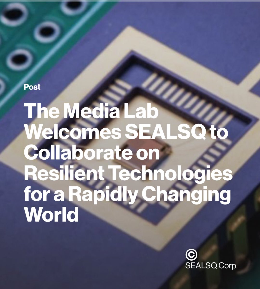 $LAES 🚨 Hidden gem news for investors 🇨🇭🇺🇸

📅 Published Oct 21, 2025 but almost nobody noticed.

SEALSQ ($LAES) has officially joined the MIT Media Lab, one of the world’s top innovation ecosystems.

This collaboration connects SEALSQ directly with MIT researchers to advance: