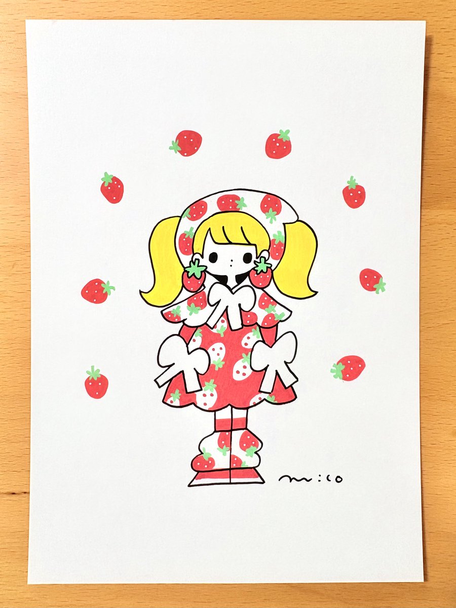 「できたできた 満足するまで色違いも描いた! ドローイング原画の販売は、 ラフォー」|paricoのイラスト