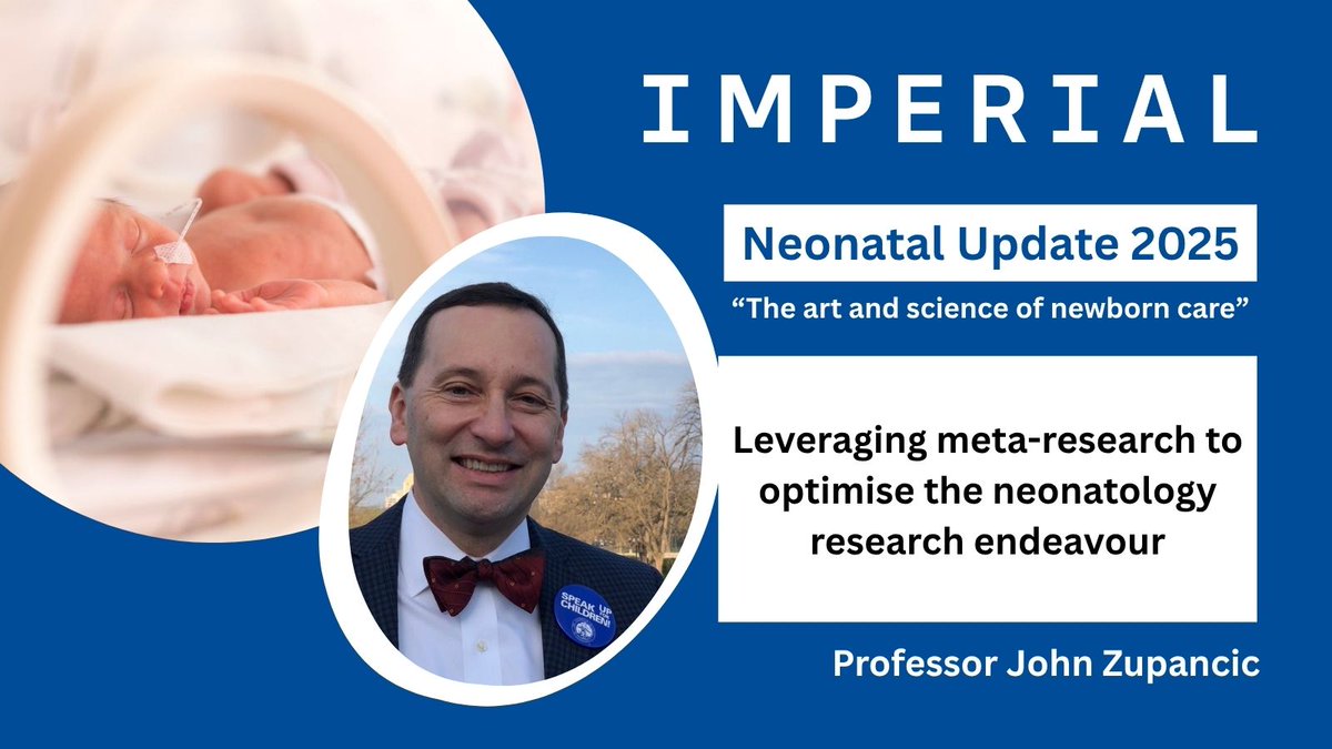 NU25 - Day 4
'Leveraging meta-research to optimise the neonatology research endeavour'

Professor <a href="/JohnZupancic/">John Zupancic</a> Assoc Professor of #paediatrics <a href="/harvardmed/">Harvard Medical School</a> and Assoc Chief of #neonatology <a href="/BIDMCneo/">BIDMC Neonatology</a> 

Don't miss out 👉bit.ly/NeonatalUpdate…

<a href="/AAPneonatal/">AAP Neonatal</a> <a href="/AmerAcadPeds/">American Academy of Pediatrics</a> #neotwitter