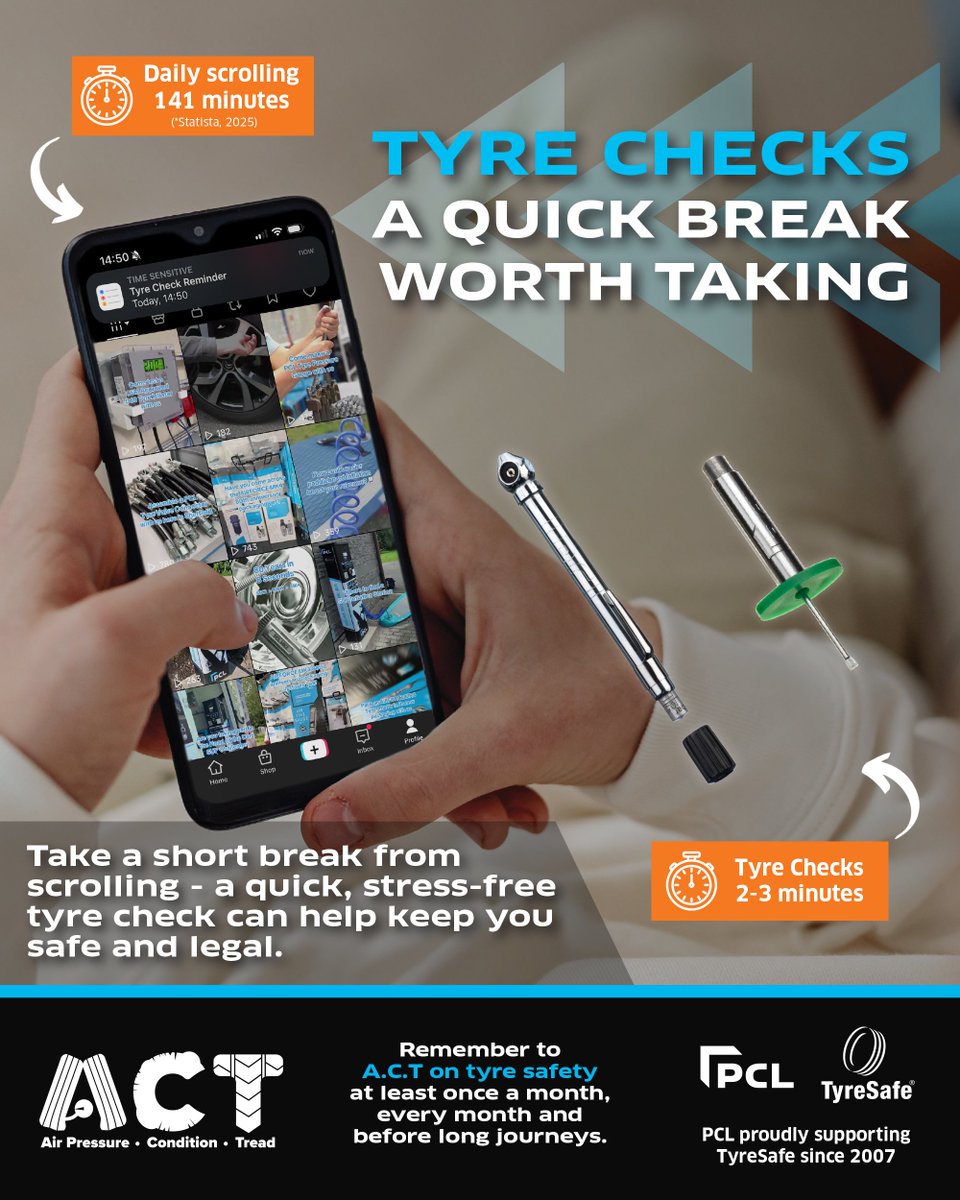 Tyre Checks - A Quick Break Worth Taking! ⏰

We’ve been proud supporters of @tyresafe since 2007, and while Tyre Safety Month may be over, the message stays the same, a quick tyre check is fast, easy, and stress-free.
Read more about the campaign here👇
pclairtechnology.com/blog/post/tyre…
