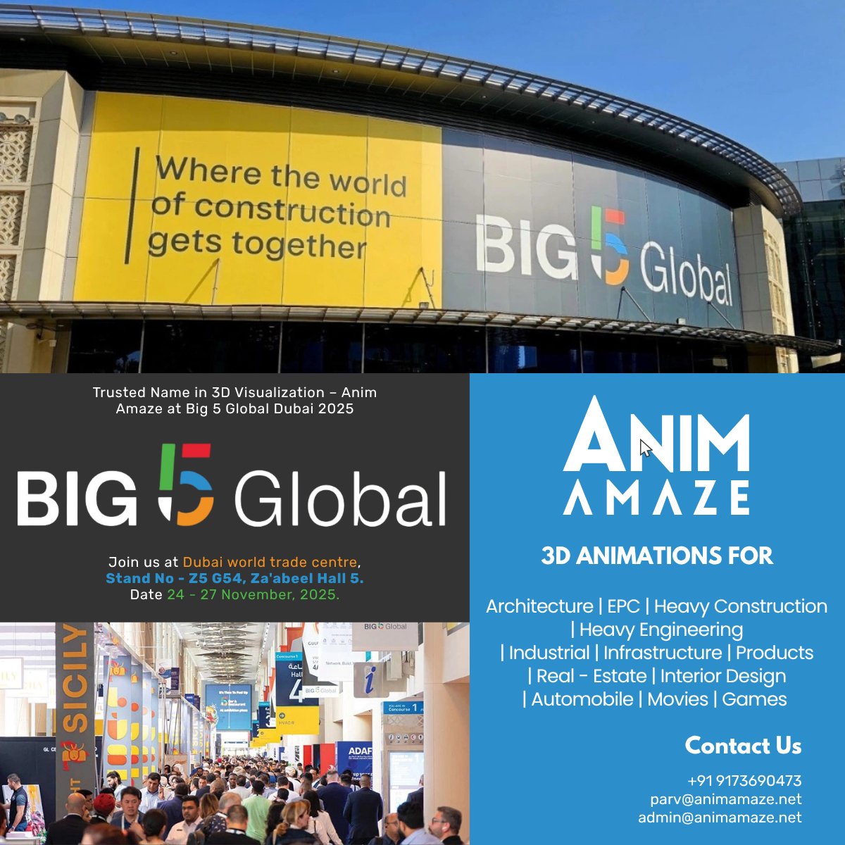 AnimAmaze's tweet photo. Don’t miss your chance to connect with Anim Amaze at Big 5 Global 2025—visit our booth to unlock innovative 3D solutions
#Big5Global
#Big5Expo
#Animation
#3DAnimation
#MotionGraphics
#VFX
#DigitalArt
#RenderMasters
#CreativeTech
#VisualEffects
#ArchitecturalVisualization https://t.co/atDnc3dI1Y