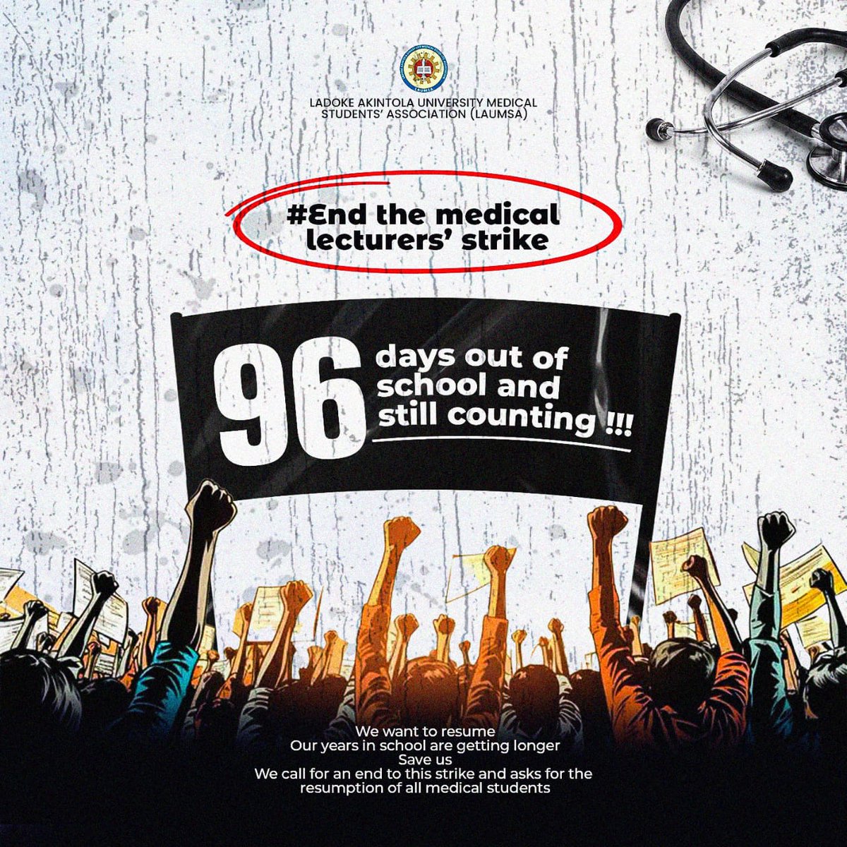 Abdroqeeb_Ola's tweet image. How long must we wait? How long must we pause our dreams?
We are exhausted, not just from books, but from the silence that greets our cries.

We are tired. We want to resume.
Let this strike end, let our lives move forward.

#ENDMEDICALSTRIKE
#SAVEUS
#LAUMSA