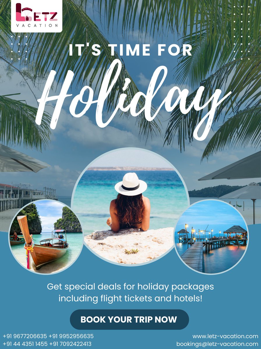 letzBrake's tweet photo. 🌴 It’s Time for a Perfect Getaway!
📞 Book Your Holiday Now!
 📱+91 9677206635 | +91 9952956635
 📞+91 44 4351 1455 | +91 7092422413
 🌐 https://t.co/1GlweiK2wU
 📧bookings@letz-vacation.com https://t.co/yEaQEjRY5l