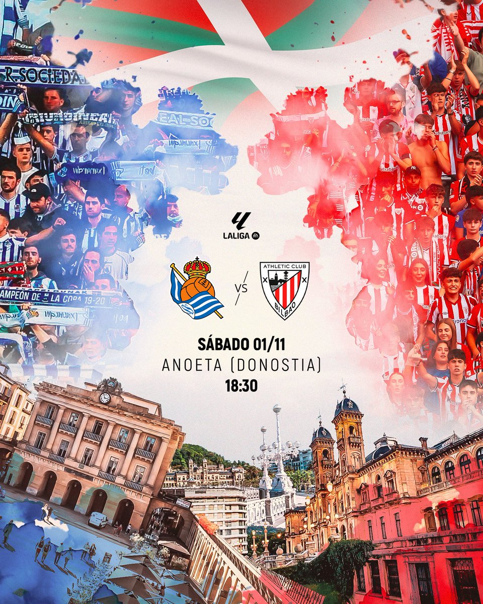 AthleticClub's tweet image. 🔜 Bihar. 

Euskal derbia Donostian. 

#RealSociedadAthletic #AthleticClub 🦁