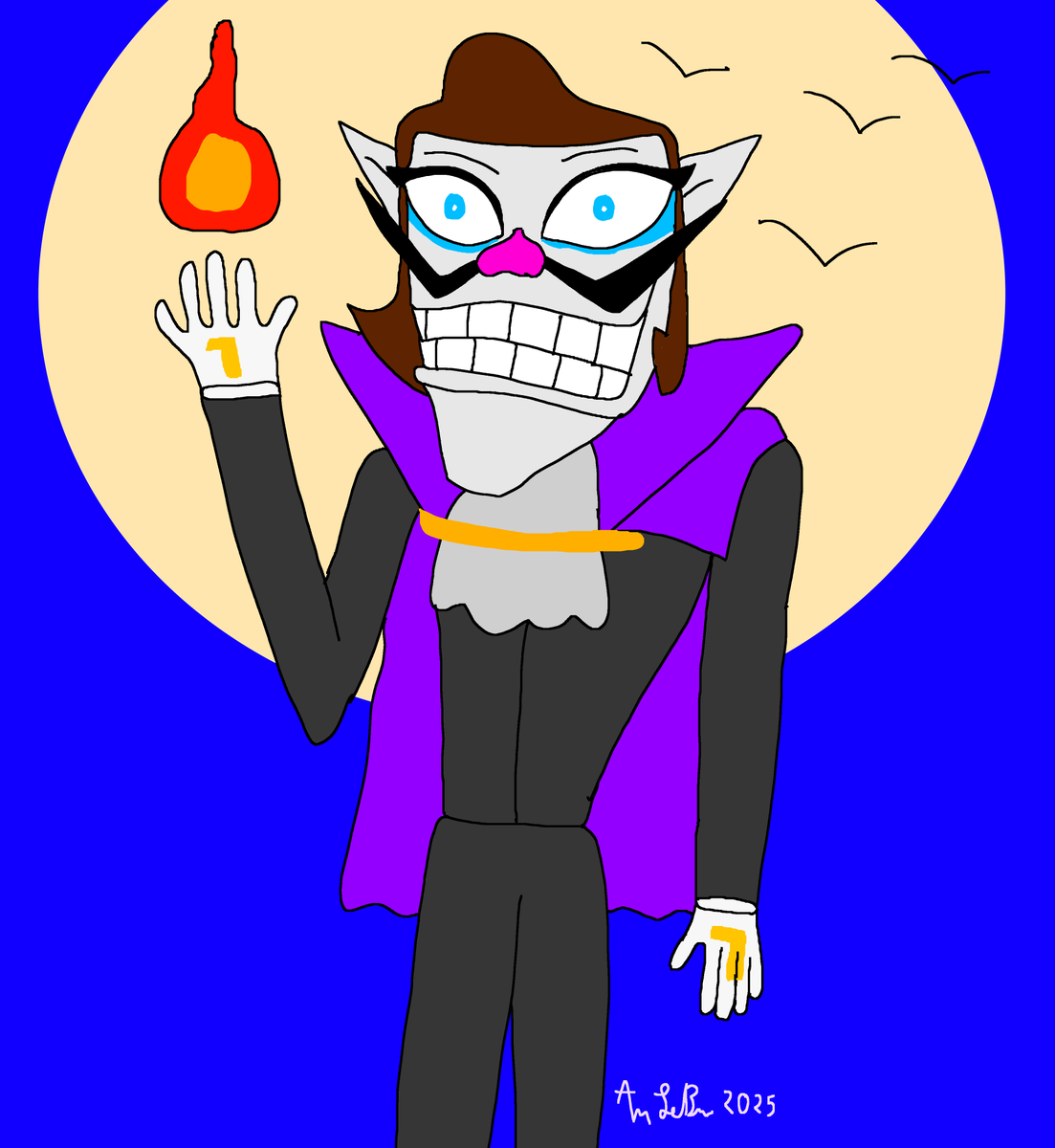Happy Halloween 2 everyone on Twitter, here's my special Halloween for this year, it's Waluigi as a vampire called Wampire from the newest Mario Kart game that came out, months ago. 🧛🦇🎃

#MarioKartWorld #Waluigi #Halloween2025 #NintendoSwitch2 #Wampire #MarioKart